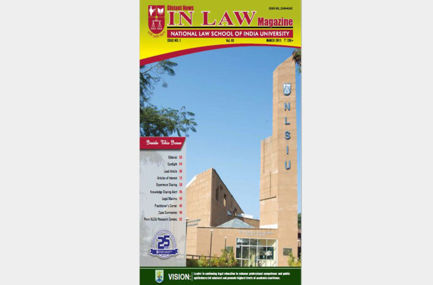  In Law Magazine NLSIU Vol.3 Issue No. 1 March 2015